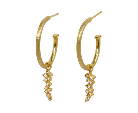 Diamond Cluster Drop Hoop Earrings