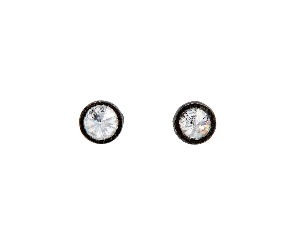 Inverted Diamond Darkened Bezel Stud Earrings - TWISTonline
