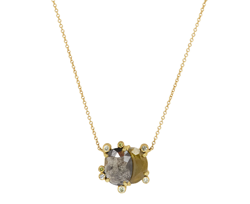 Double Rustic Diamond Pendant Necklace