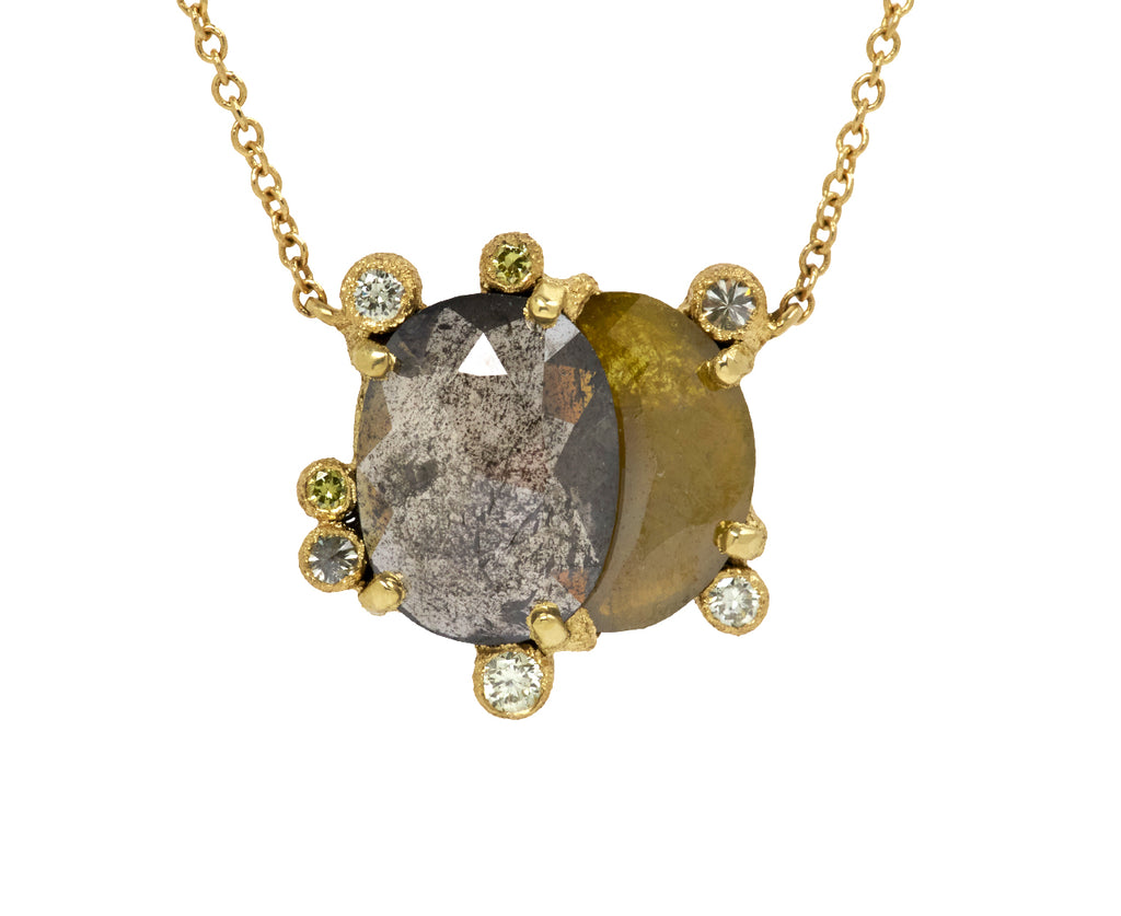 Double Rustic Diamond Pendant Necklace