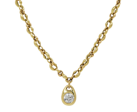 Old Mine Cut Diamond Locket Chain Necklace
