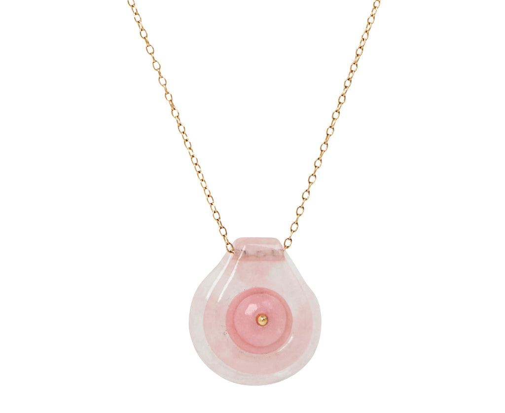 Rose Quartz and Pink Opal Cut Stone Button Necklace