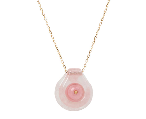 Rose Quartz and Pink Opal Cut Stone Button Necklace
