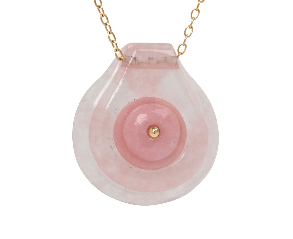 Rose Quartz and Pink Opal Cut Stone Button Necklace