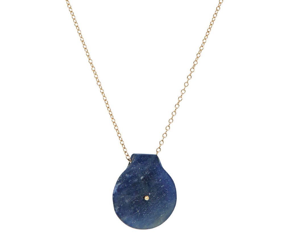 Blue Sapphire and Sugilite Cut Stone Button Necklace