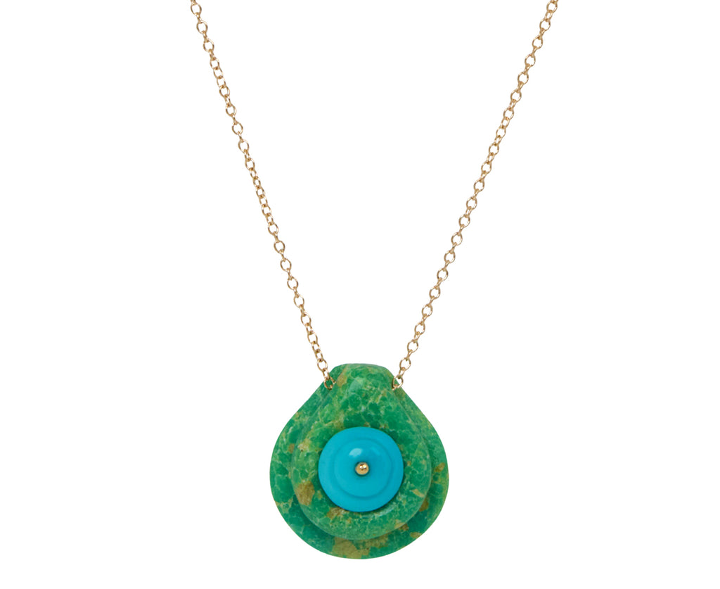 Turquoise Cut Stone Button Necklace