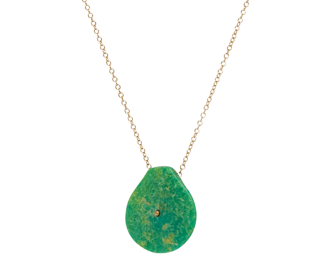 Turquoise Cut Stone Button Necklace