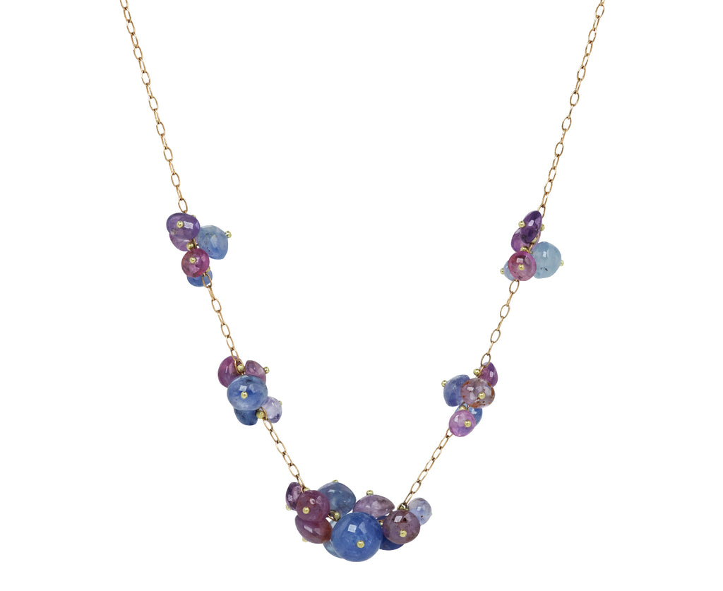 Beaded Sapphire Cluster Necklace