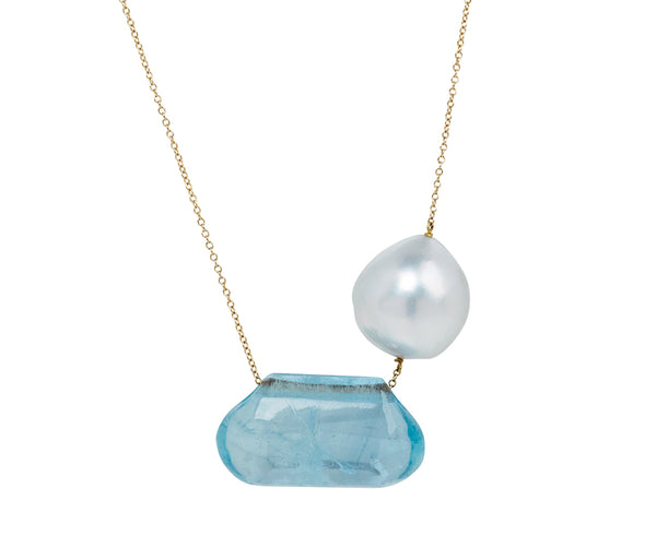 アクセサリー TEN. trip necklace TenThousandThings Aquamarine and Pearl Tapiz Bead Necklace