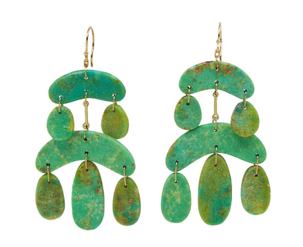 Green Turquoise Cut Stone Mini Chandelier Earrings