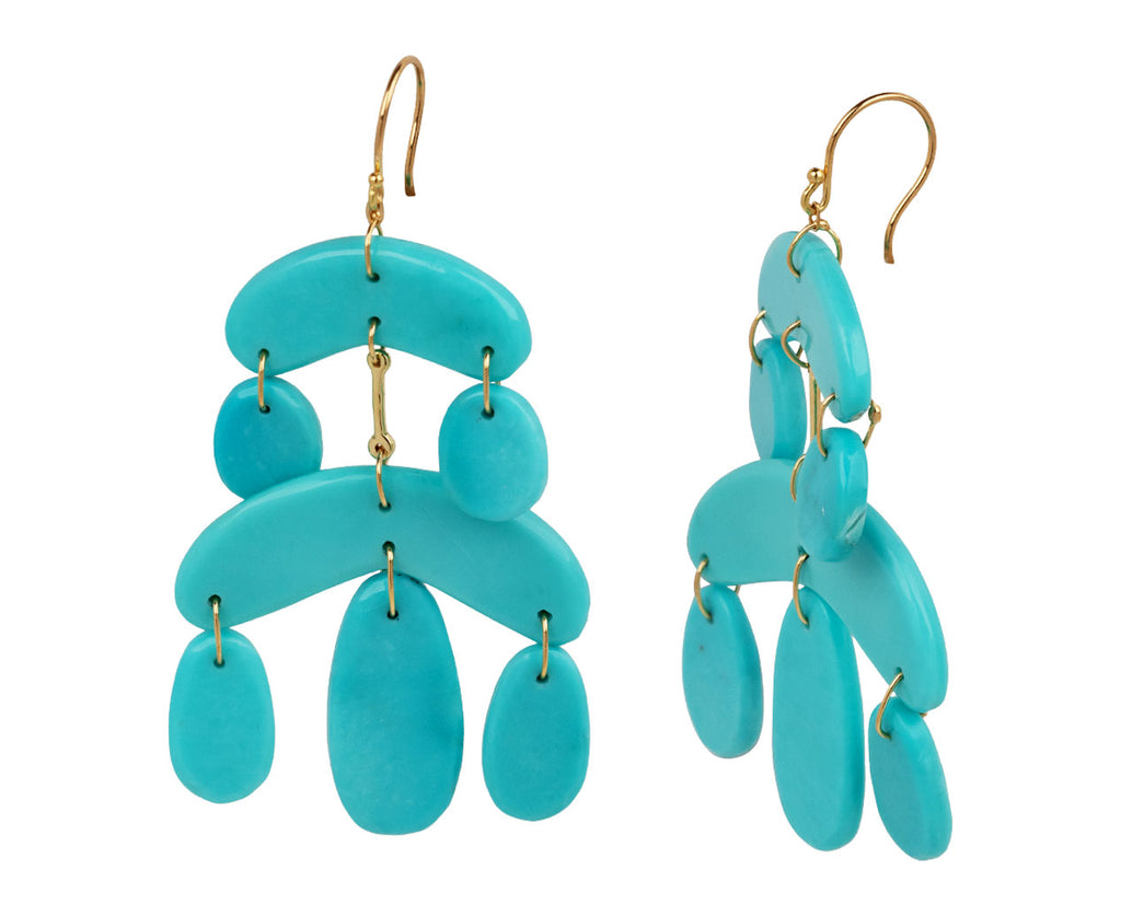 Turquoise Cut Stone Mini Chandelier Earrings