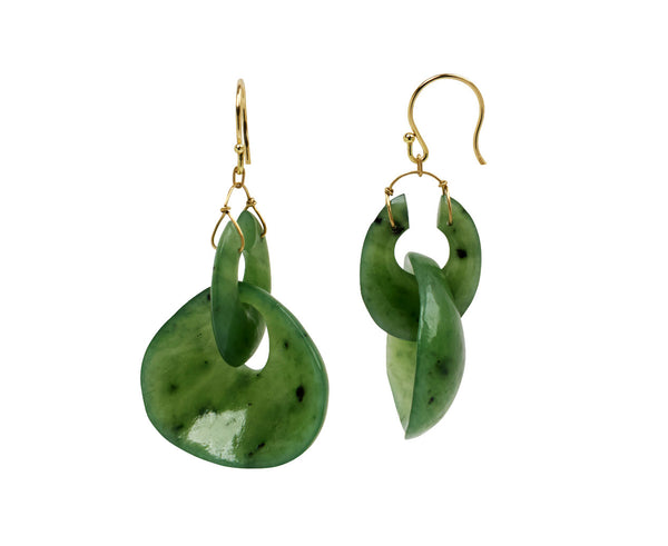 TenThousandThings Small Green Jade Gong Earrings