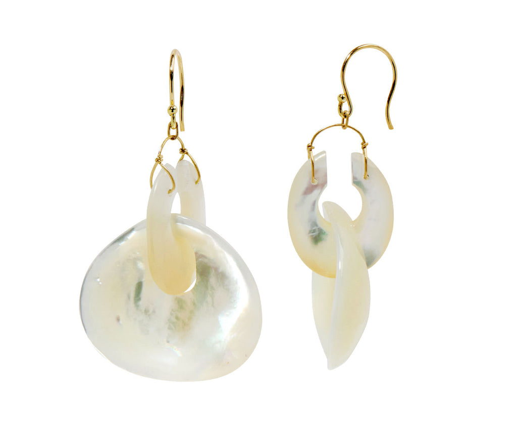 TenThousandThings Mother of Pearl Gong Earrings - Side View