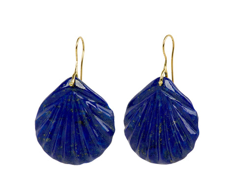 Lapis Fan Stone Earrings