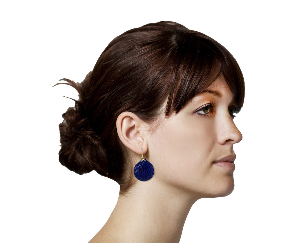 Lapis Fan Stone Earrings