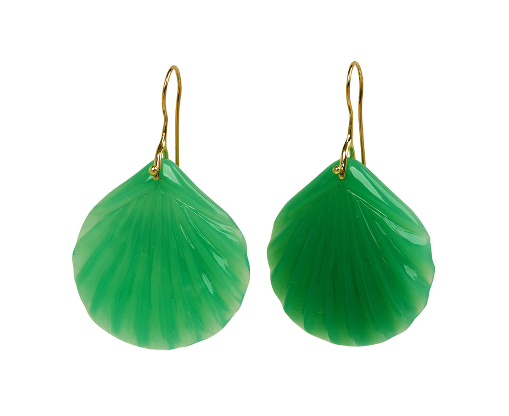 Chrysoprase Fan Stone Earrings