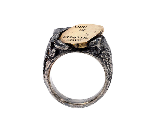 Tó Garal Silver and Gold Ode of a Chaotic Heart Signet Ring