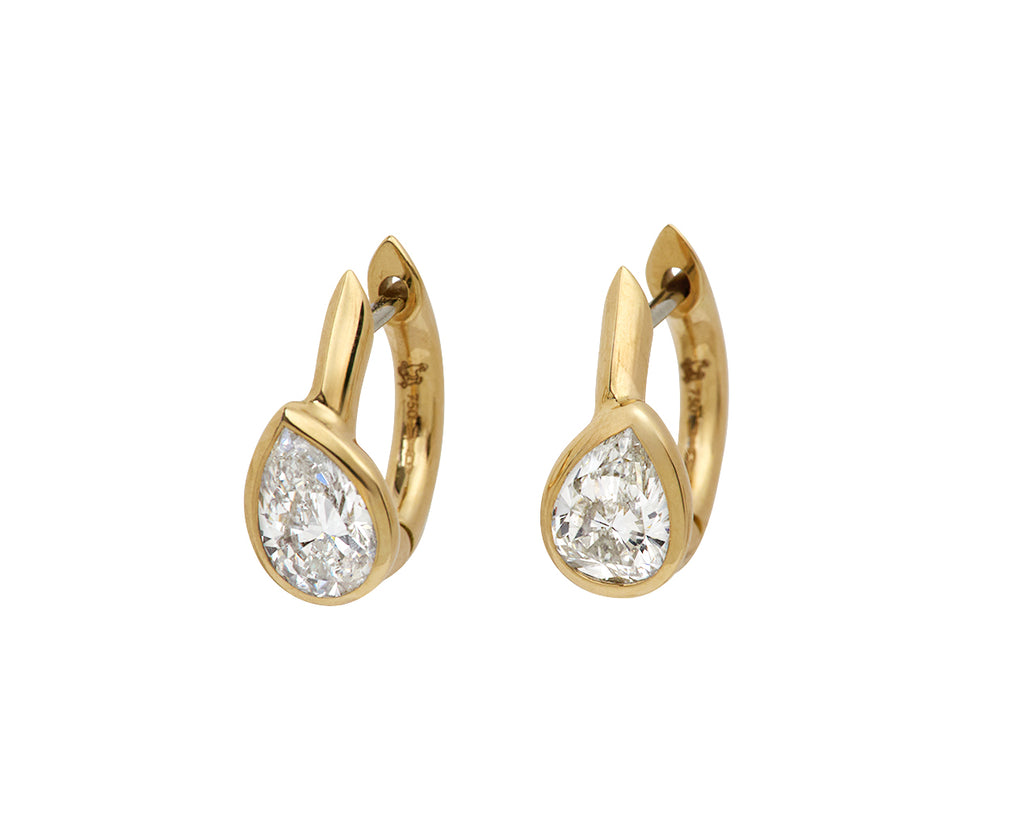 Pear Diamond Stem Huggie Hoop Earrings - TWISTonline
