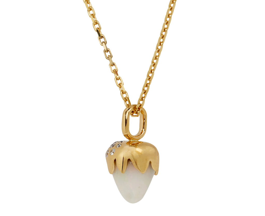 Opal and Diamond Strawberry Pendant Necklace