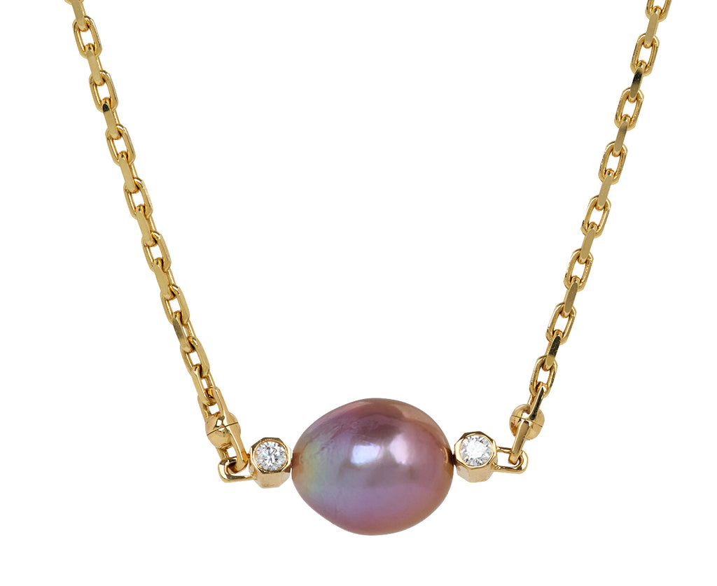 Pink Pearl and Diamond Machina Necklace