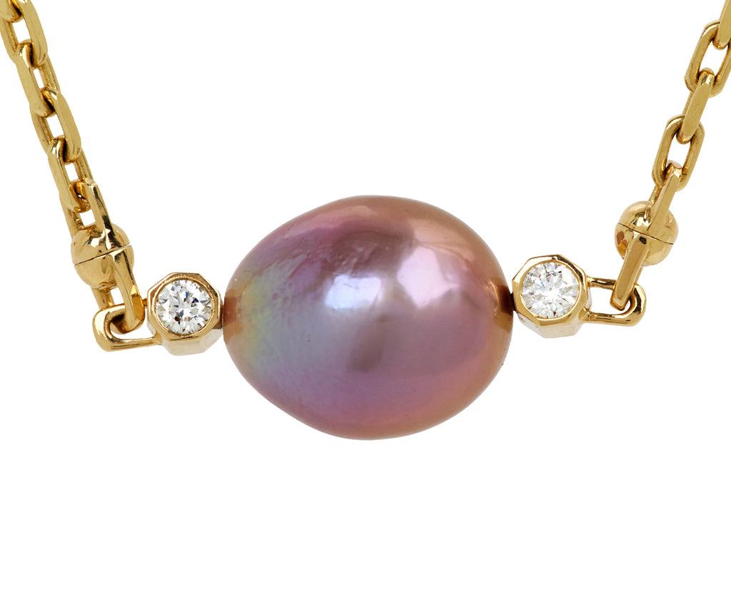 Pink Pearl and Diamond Machina Necklace