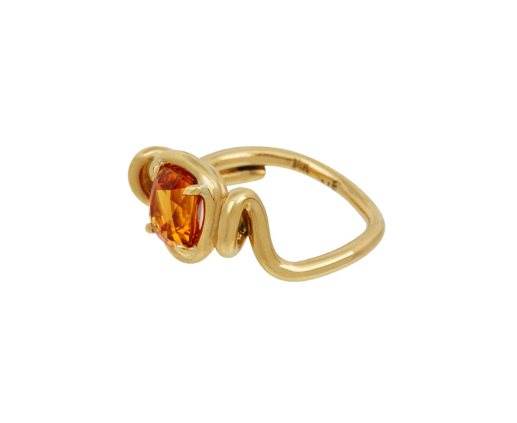 Cushion Cut Mandarin Garnet Ring
