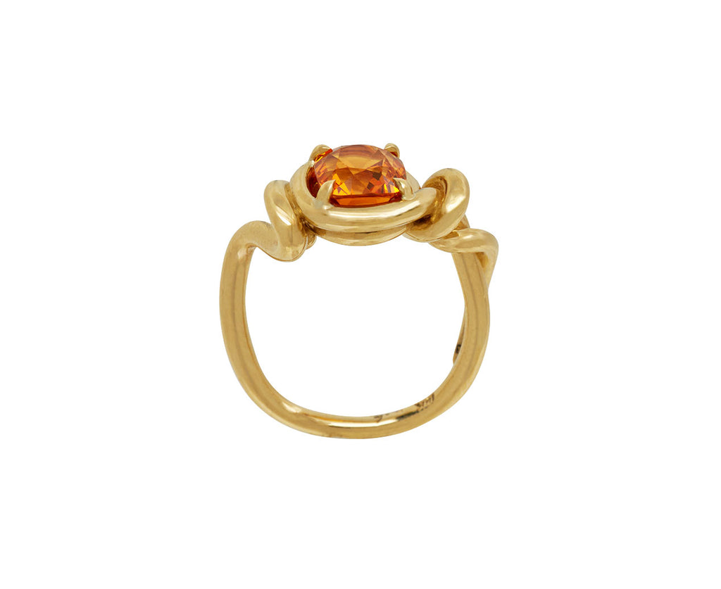 Cushion Cut Mandarin Garnet Ring