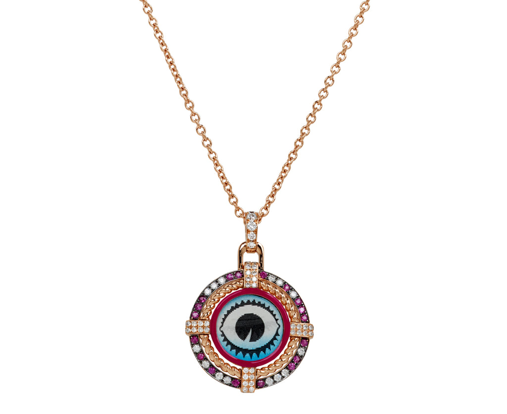 Eye See You Pink Sapphire Pendant Necklace