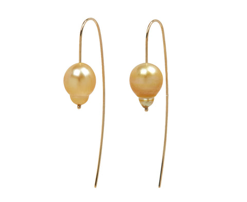 White/Space Baroque Gold South Sea Pearl Nova Hook Earrings