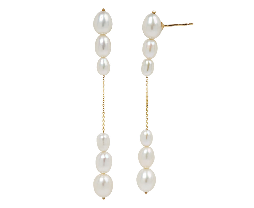 White/Space Large Lucia Pearl Earrings - Angled View