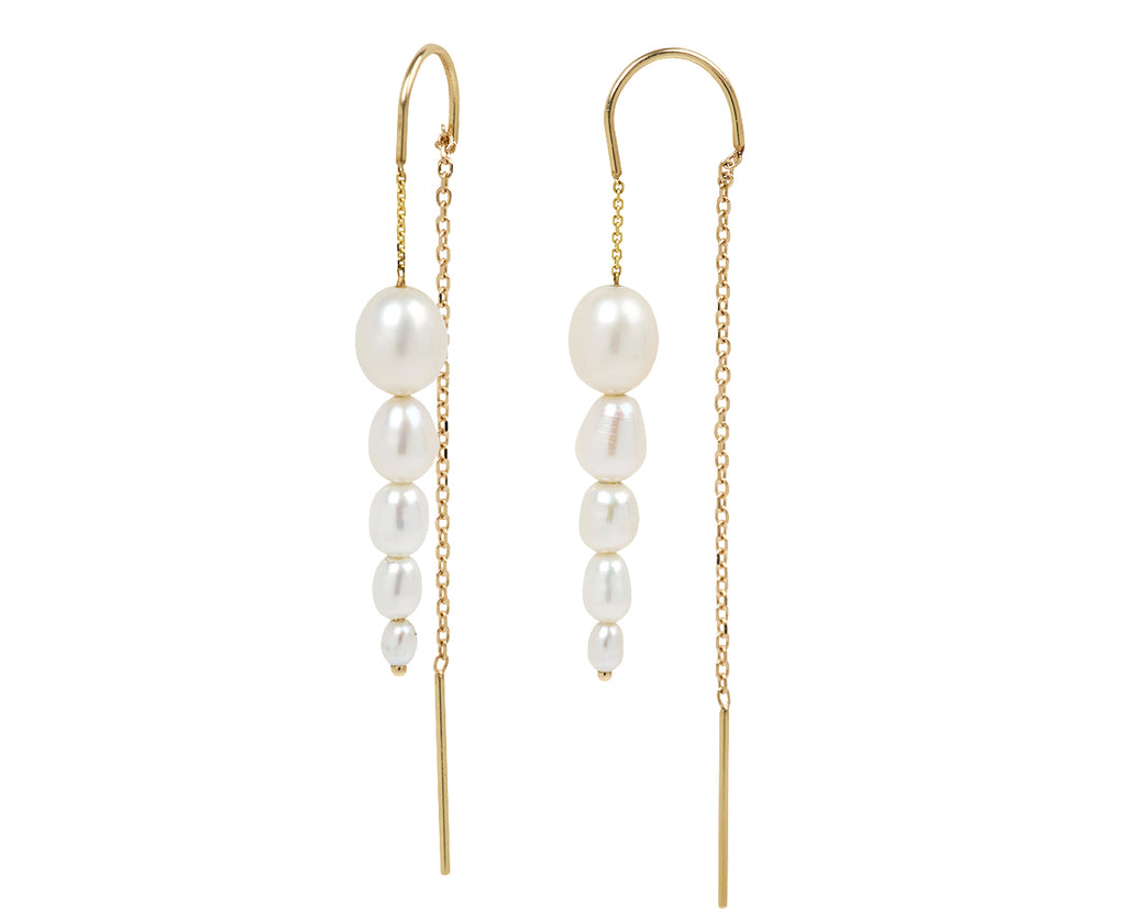 White/Space Paloma White Baroque Pearl Threader Earrings - Angled View