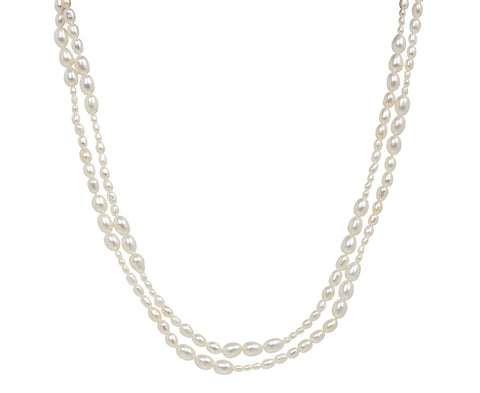 White/Space White Pearl Dario Opera Necklace - Doubled