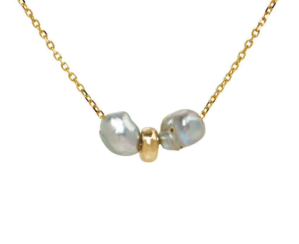 White/Space Petite Lunette Pearl Pendant Necklace - Closeup