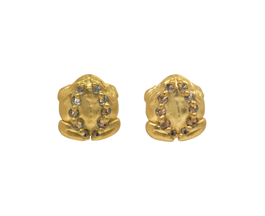 Cognac Diamond Toad Stud Earrings