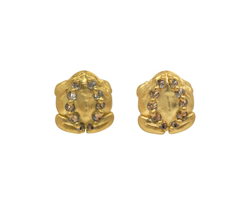 Cognac Diamond Toad Stud Earrings