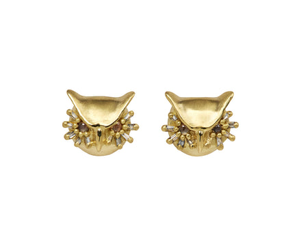 Diamond Owl Stud Earrings
