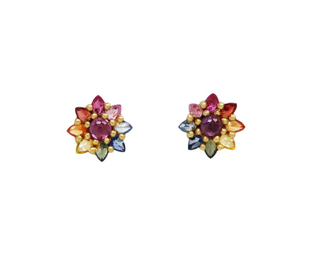 Rainbow Sapphire Daisy Stud Earrings