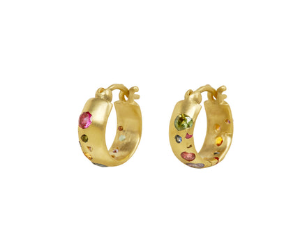 Rainbow Confetti Chubby Hoop Earrings