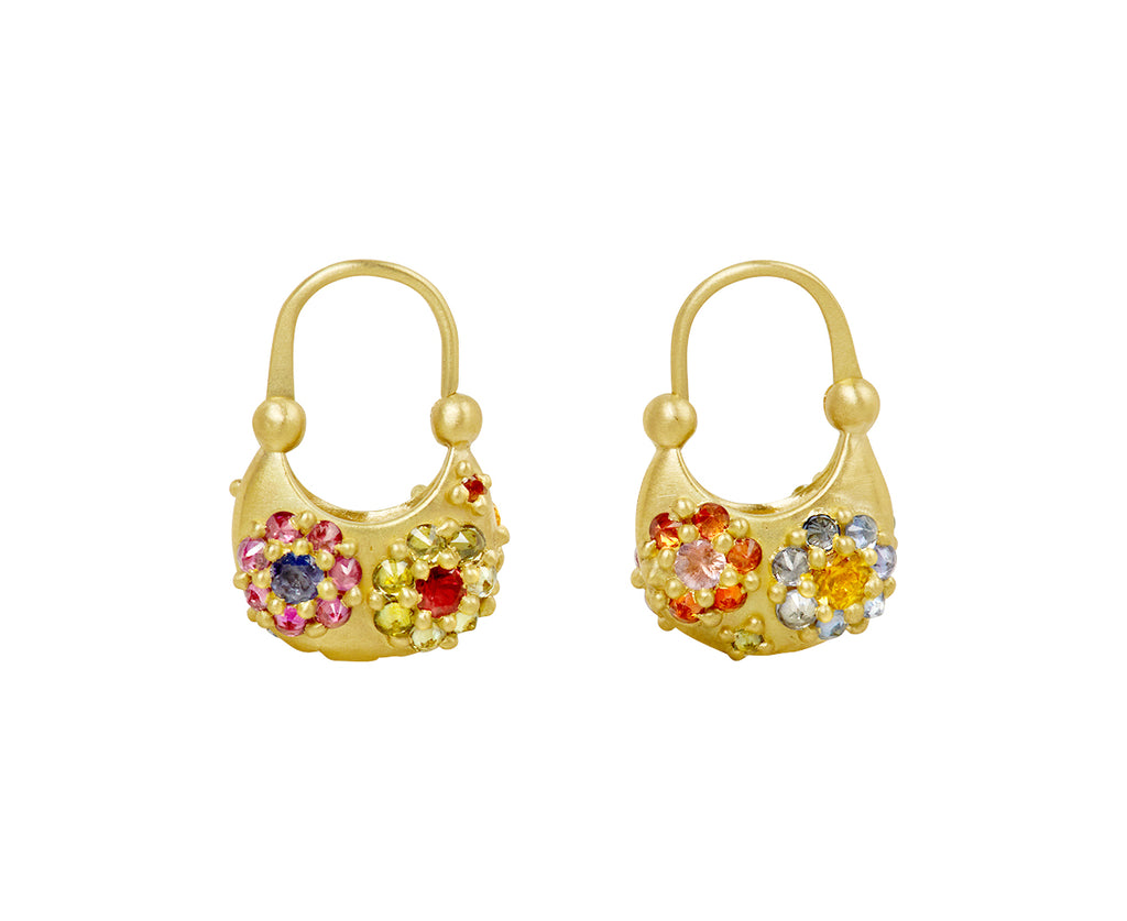 Rainbow Garland Moon Earrings