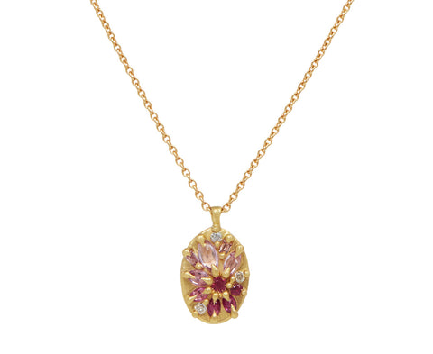 Pink Sapphire Lotus Pendant Necklace