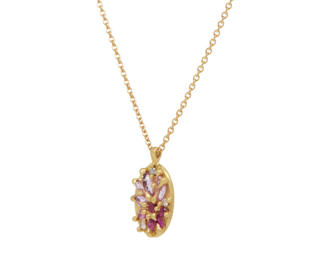 Pink Sapphire Lotus Pendant Necklace