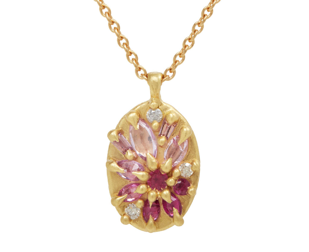 Pink Sapphire Lotus Pendant Necklace