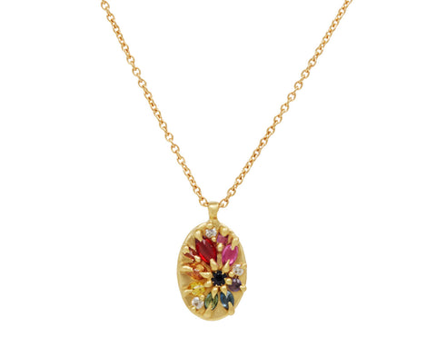 Rainbow Sapphire Lotus Pendant Necklace