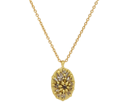 Champagne Diamond Lotus Pendant Necklace