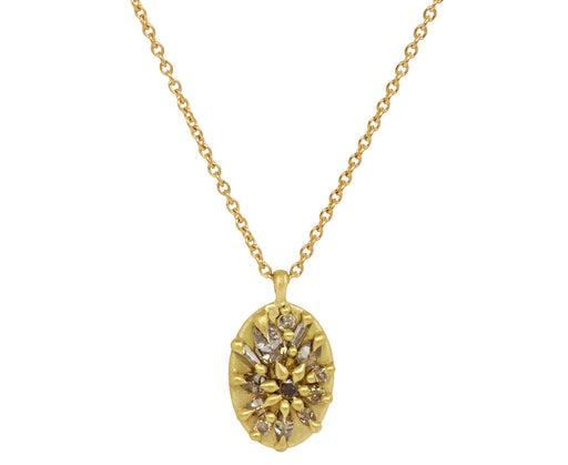 Champagne Diamond Lotus Pendant Necklace