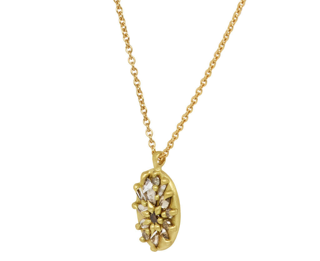 Champagne Diamond Lotus Pendant Necklace