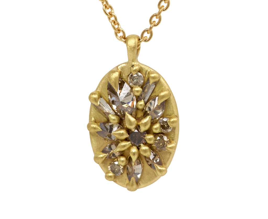 Champagne Diamond Lotus Pendant Necklace