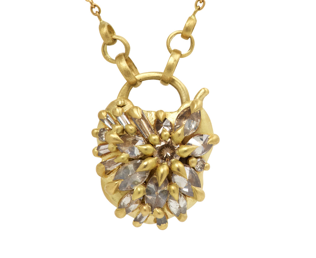 Champagne Diamond Petite Coeur de Fantaisie Padlock Necklace