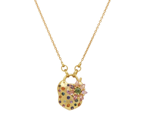 Small Single Daisy Confetti Padlock Pendant Necklace