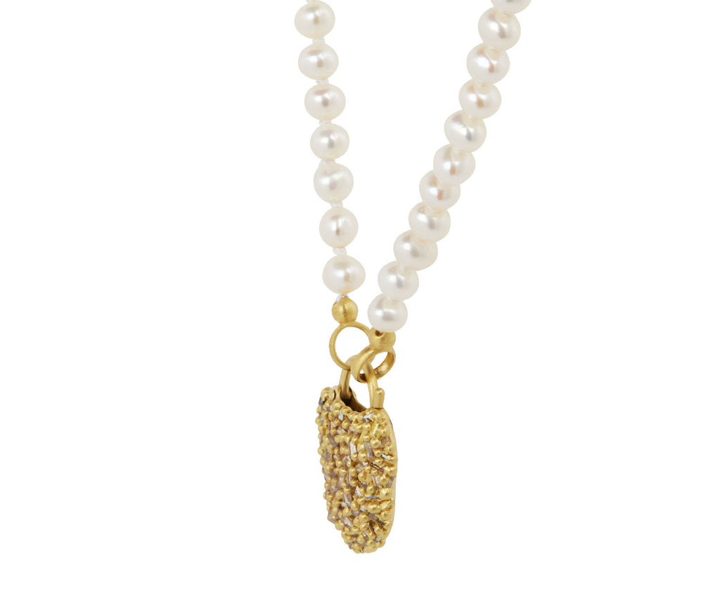 Polly Wales Fuzzy Pave Petite Coeur de Fantaisie Pearl Necklace Side View